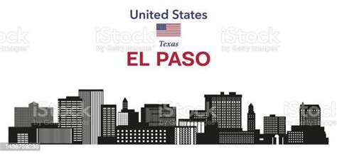 El Paso Skyline Silhouette Vector Illustration Stock Illustration ...