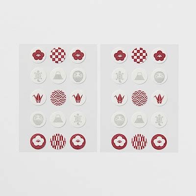 Mask sticker for aroma oil Japanese pattern 30 pcs (15 pcs*2 Sheets) | MUJI