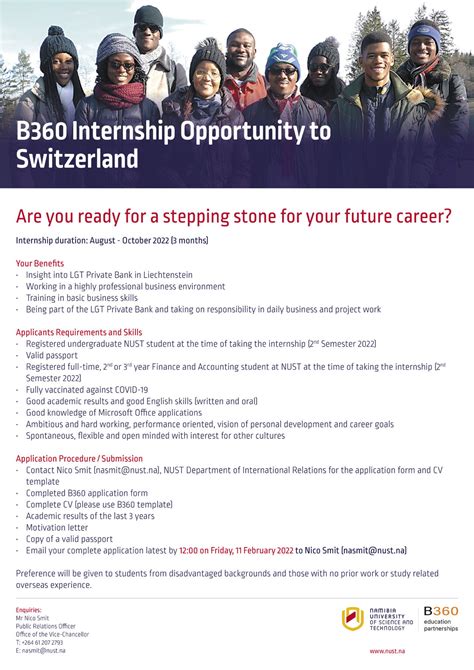 NUST Namibia on LinkedIn: Applications are open for the B360 Internship ...