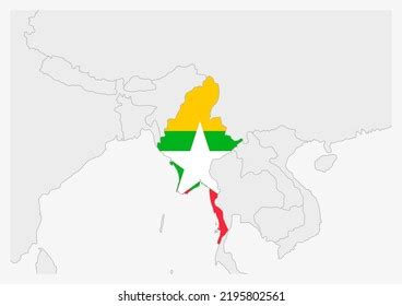 Myanmar Map Highlighted Myanmar Flag Colors Stock Vector (Royalty Free) 2195802561 | Shutterstock