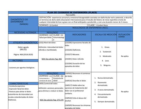 Place - Pancreatitis - Plan de cuidados de enfermería para paciente con pancreátitis - PLAN DE ...