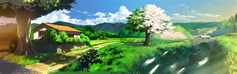 Anime Landscape Dual Monitor Hd Wallpapers Anime 3840x1080 Wallpapers