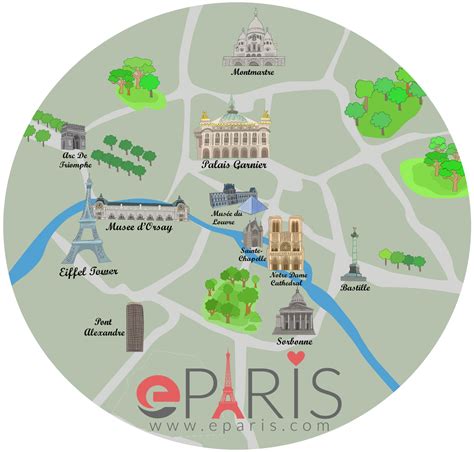 Paris Map of Attractions | eParis