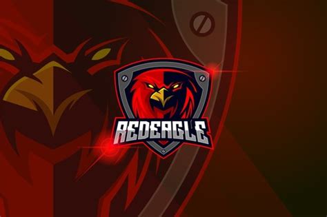 Eagle red esport logo template vector free download