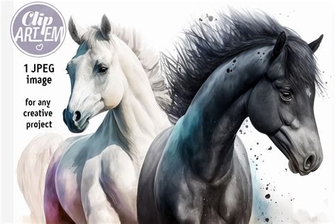 Black and White Horse Painting Picture Graphic by clipArtem · Creative ...