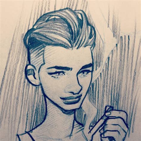 Stylish Androgynous Haircut Sketch