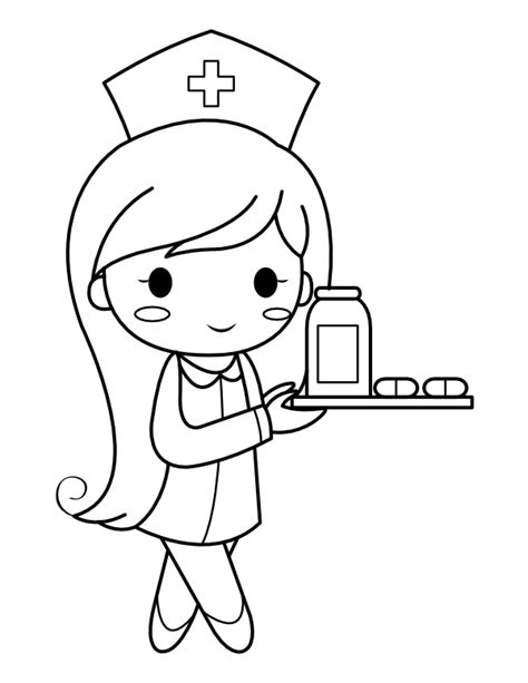 Printable Nurse with Medicine Coloring Page