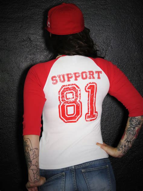 Women's Red and White baseball Jersey - Mesa HAMC Shop