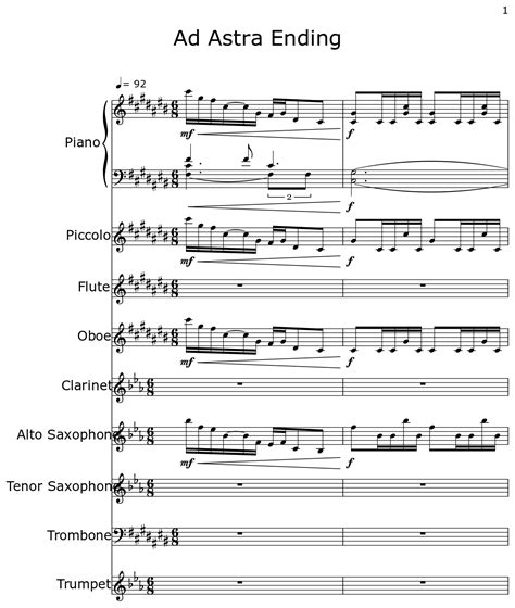 Ad Astra Ending - Sheet music for Piano, Piccolo, Flute, Oboe, Clarinet, Alto Saxophone, Tenor ...