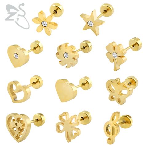 Aliexpress.com : Buy Cute Baby Stud Earrings 19 Styls Baby Girl Earrings High Quality Surgical ...