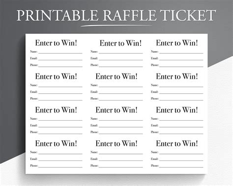 Printable Raffle Ticket. Enter to Win Printable Ticket. by ...