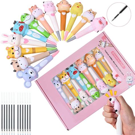 LemoHome Cute Pens squishy pens gel ink Animals Pens cute stationary Kawaii Pens Decompression ...