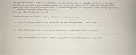 Solved Although arsenic is known to be a poison, it also has | Chegg.com