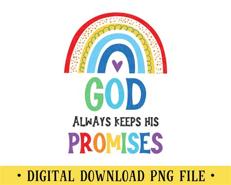 God Always Keeps His Promises, PNG File, Rainbow, Kids Scripture Art, Bible Verse, Crafting ...