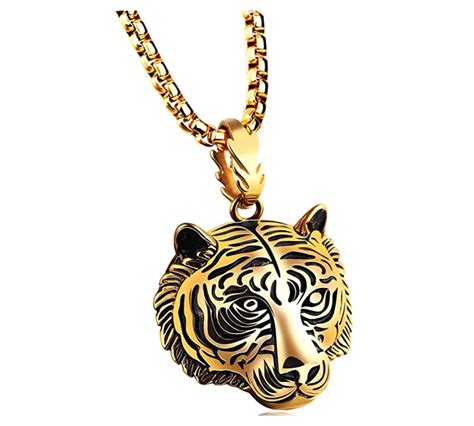 Tiger Necklace Tiger Eye Pendant Animal Chain Tiger Jewelry Gift Tiger ...