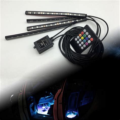 Remote Control RGB 36 LED Car Glow Lights Decor Strip Lamp Voice ...