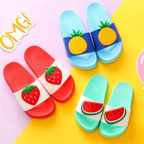 Children's Slippers Summer Cartoon Lovely Little Girl Princess Beach Shoes Toddler Boys Barefoot ...