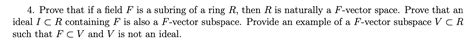 Solved Prove that if a field F ﻿is a subring of a ring R, | Chegg.com