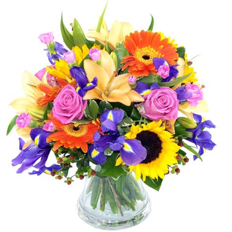 Burst of Spring Bouquet Fresh Flower Bouquet | Carnations, Lilies and Sunflowers Arranged by ...