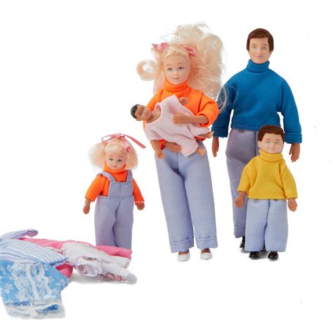 Family Dollhouse Set - Plastic and Vinyl Dolls - Doll Making Supplies - Craft Supplies