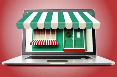 Premium AI Image | Shop illustration with with green and white awning ...