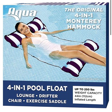 Aqua Original 4-in-1 Monterey Hammock Pool Float & Water Hammock – Multi-Purpose, Inflatable ...