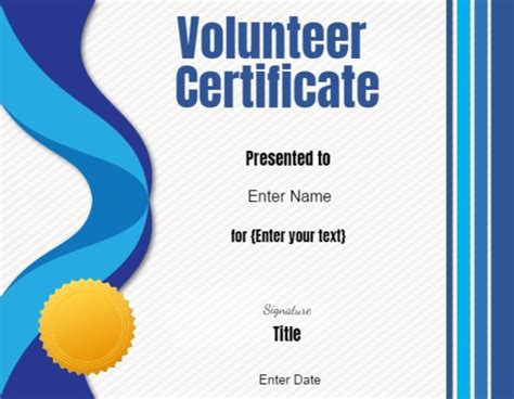 Volunteer Of The Year Certificate Template