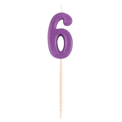 Purple Number 6 Candle | Happy birthday candles, 6 candles, Birthday party supplies