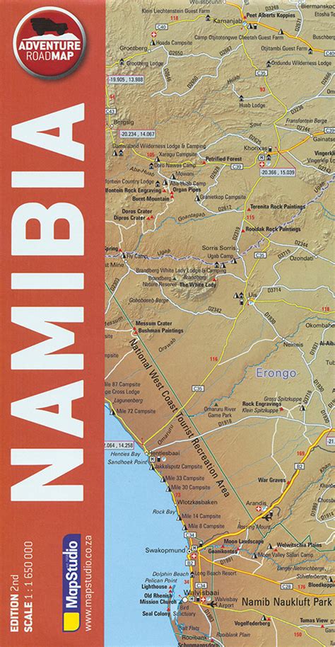 Adventure Road Map Namibia (MapStudio) at Namibiana Buchdepot