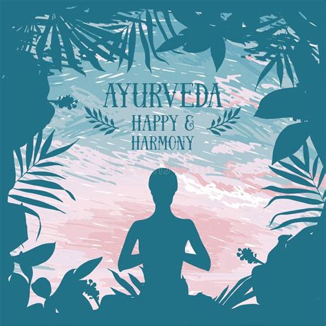 Affiche Voor Ayurveda En Yoga Met Exotische Kader En Meditationalmens Vector Illustratie ...