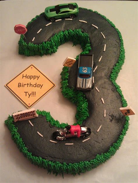 Number 3 Cake Road Cars - CakeCentral.com