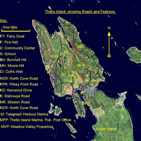 Area detail maps of thetis island, gulf islands, pacific northwest, vancouver island, Meadow ...