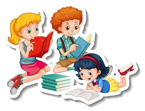 Kids Reading Books Clip Art - Clip Art Library