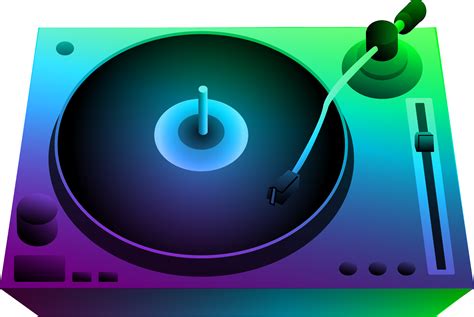 DJ Turntable Under Neon Lights - Free Clip Art