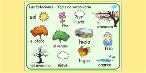 Spanish Seasons Word Mat (Teacher-Made)