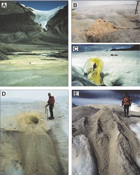 Photos of discharge sites showing: (A) in 1999, outwash plain at the... | Download Scientific ...