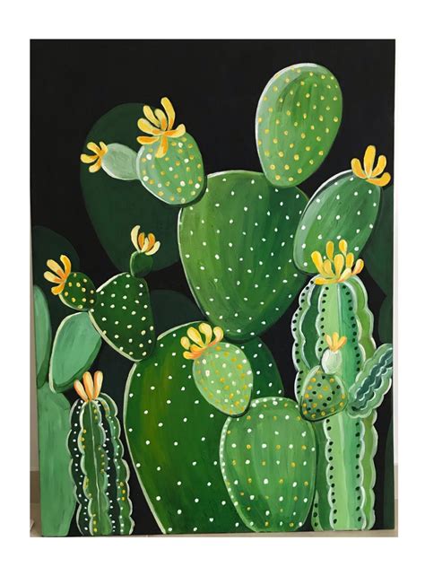 Cactus acrylic painting | Cactus paintings, Cactus flower painting ...