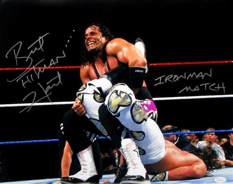 Bret "Hitman" Hart Signed WrestleMania XII 16x20 Photo vs Shawn Michaels Inscribed "Ironman ...