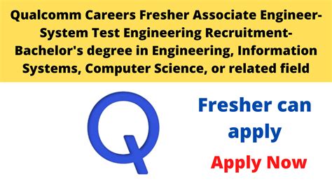 Qualcomm Careers Fresher Associate Engineer-System Test Engineering Recruitment-Bachelor's ...