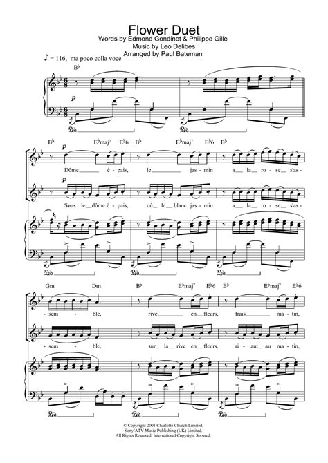 The Flower Duet by Charlotte Church Sheet Music for Piano, Vocal ...