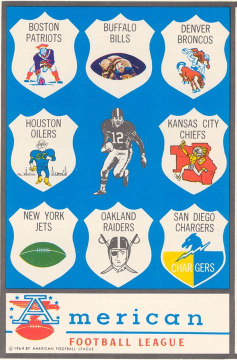 From the archives: 1960 AFL Team Logos | American football league, Chargers football, Nfl ...