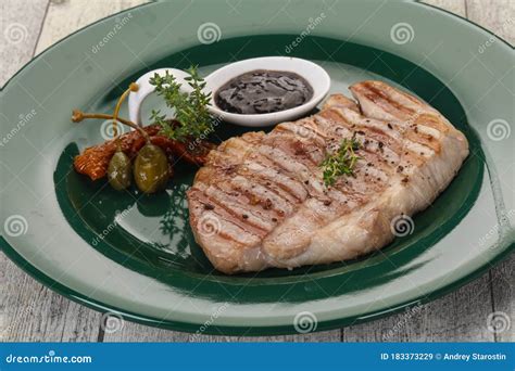 Grilled Pork Steak with Pepper Sauce Stock Image - Image of view, lunch: 183373229