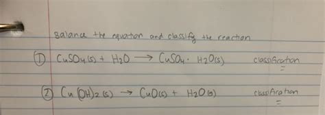 Solved Balance the equation and classify the reaction. CuSO4 | Chegg.com