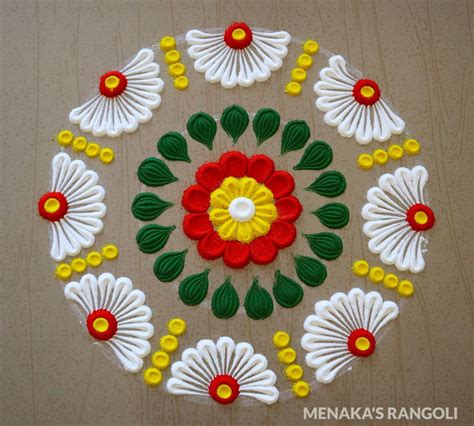 Simple And Beautiful Rangoli Design | Simple Color Kolam Design | Color ...