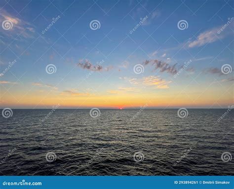 Calm Sea at Sunset Sky with Clouds Sea Voyage Stock Image - Image of coast, ship: 293894261