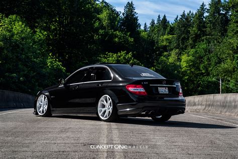 Black Mercedes C Class Dressed Up in Chrome Concept One Wheels and ...