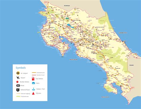 Large detailed road and highways map of Costa Rica. Costa Rica large detailed road and highways ...