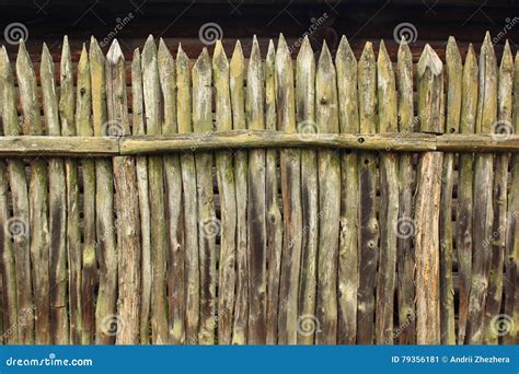 Old wooden palisade fence stock image. Image of sharp - 79356181