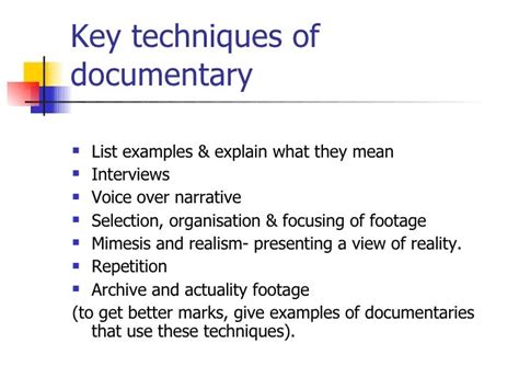 Documentary Secondary Research