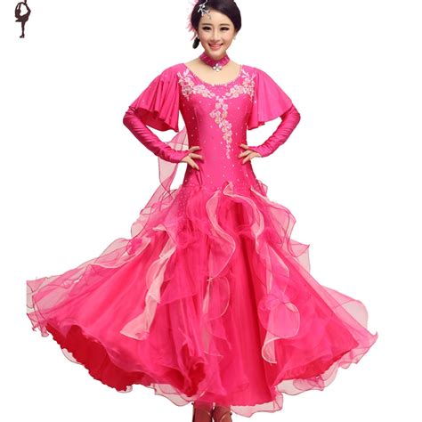 Ballroom Dresses Performance Yellow/Rose/White Viennese Waltz Dresses Tango/Jazz/Waltz/Foxtrot ...